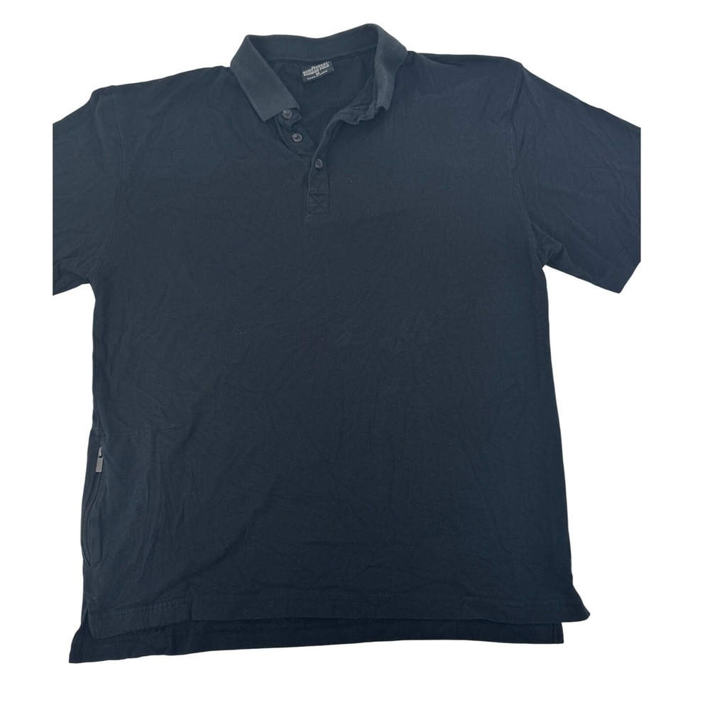 ScotteVest Bamboo Polo Shirt Mens Medium‎ Blue Hidden Pockets Tech Wear Travel